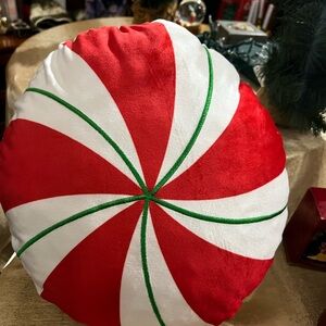 Peppermint Shaped Christmas Holiday Decorative Pillow NEW 12”